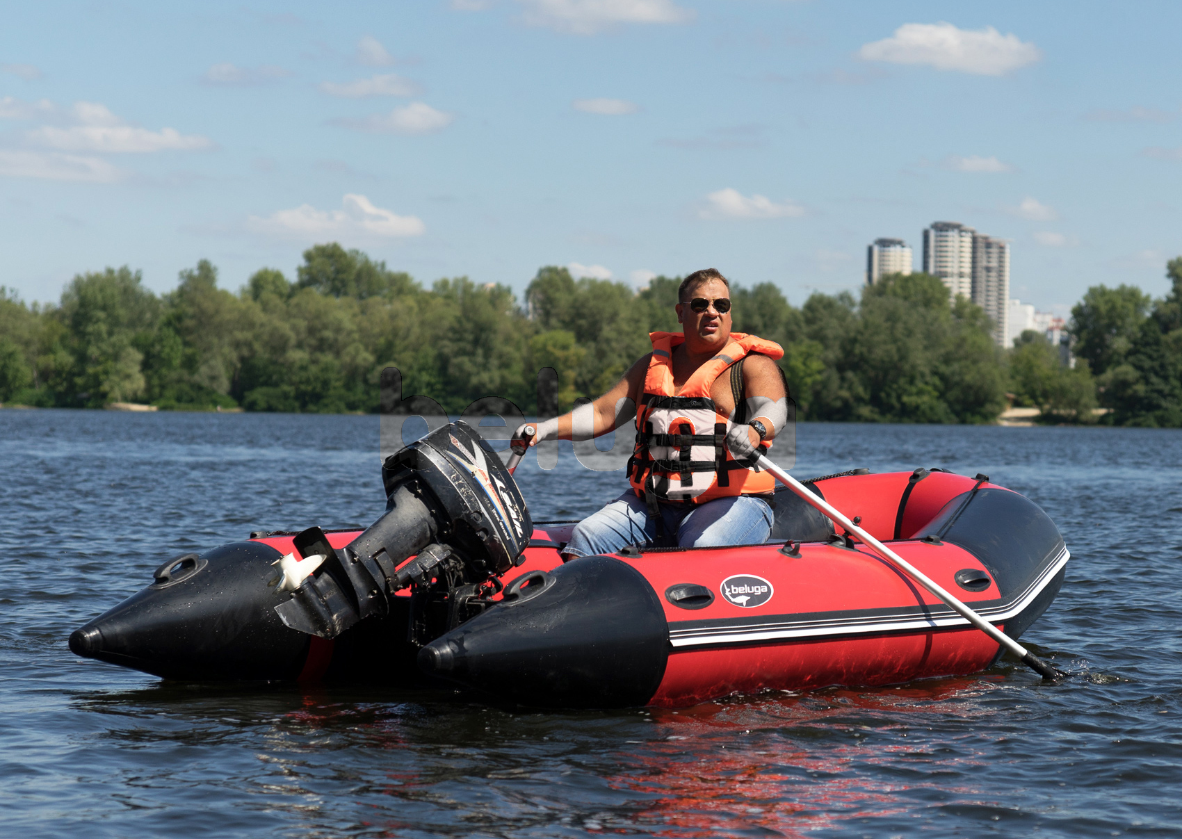 Inflatable Boats: Beluga 14FT. Red/Black Inflatable Boat K-14RFDRED/3